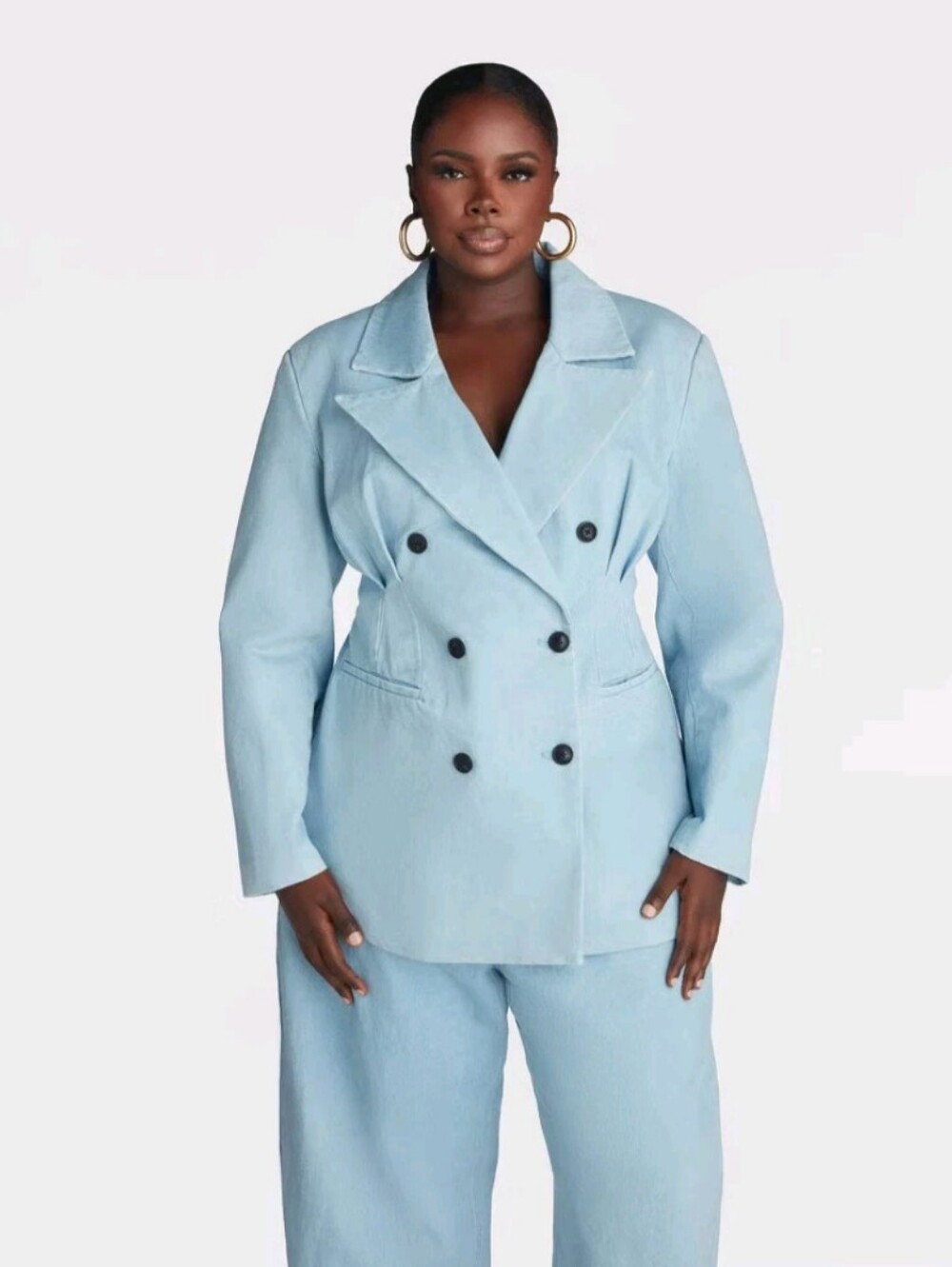NWT KBB by KAHLANA Corset Denim Blazer Medium Wash 1X | Structured Luxe